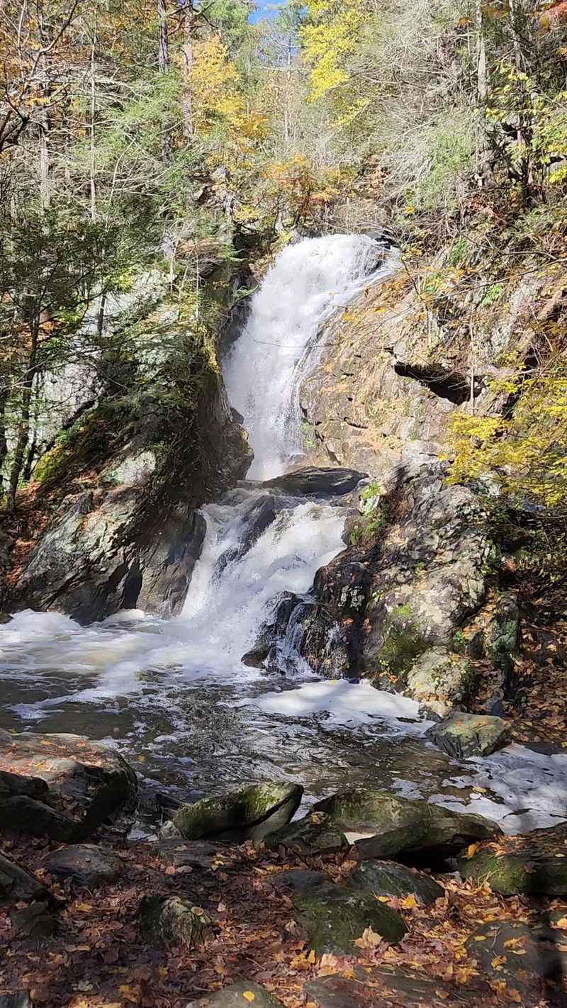 The 100-Foot Cascade Over Rocky Ledges