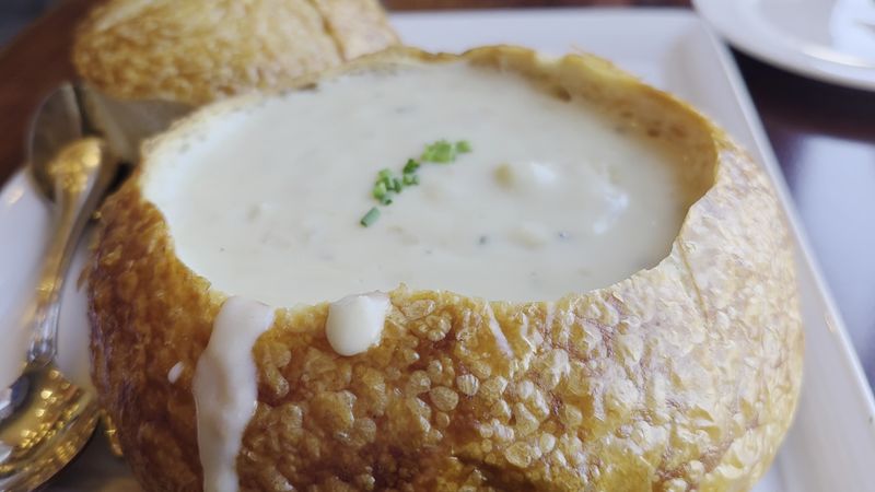 The Clam Chowder In A Bread Bowl The Clam Chowder In A Bread Bowl