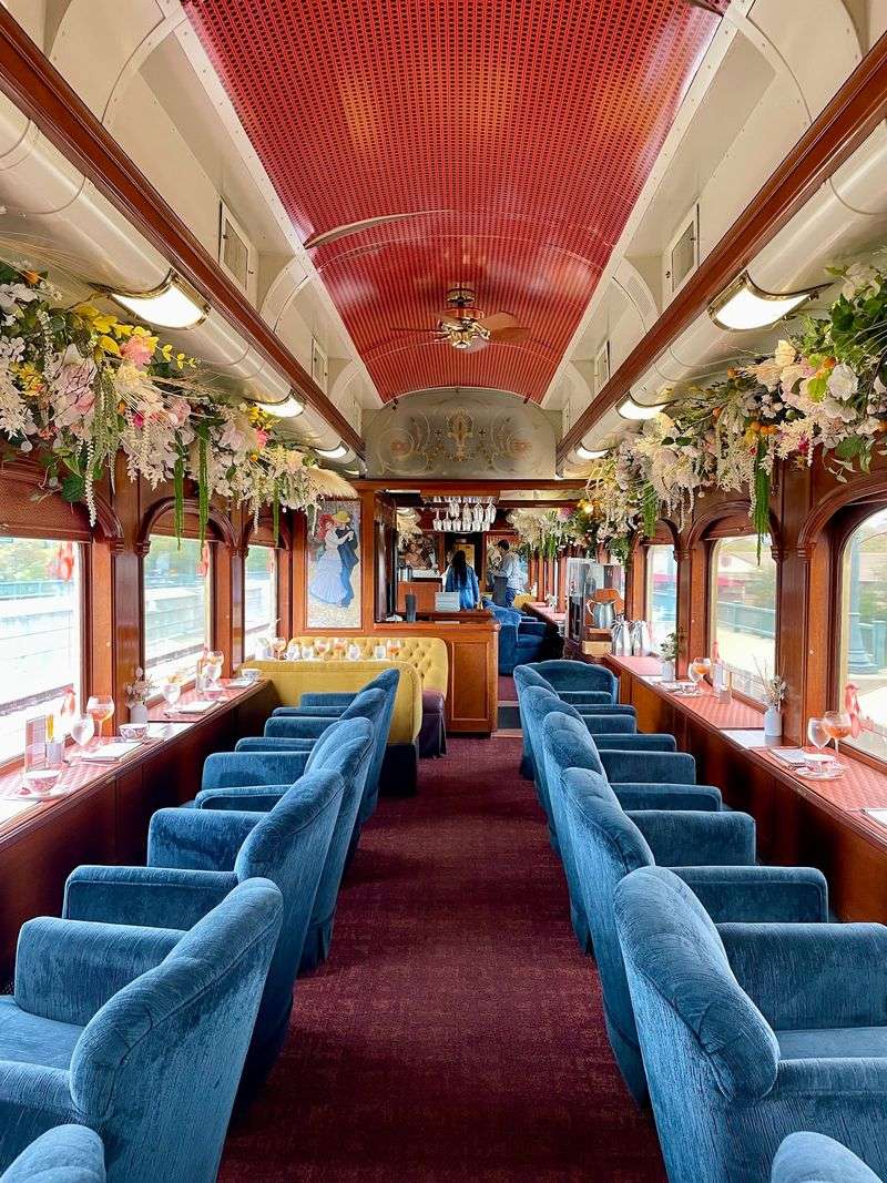 The Lounge Car and Its Blue Velvet Chairs