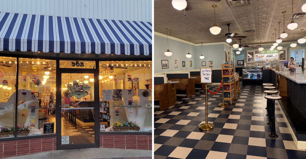 This Nostalgic Missouri Soda Fountain Serves Homemade Ice Cream Amid Vintage Signs, Barstools, And Jukebox Tunes