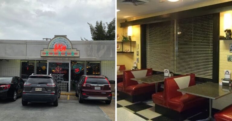 This ’50s-Styled Louisiana Diner Serves Blue-Plate Comfort Food In Red Booths And Black-And-White Tile