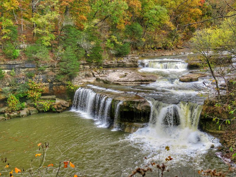 This Indiana Waterfall Cascades Over Rocky Ledges Just a Minute’s Walk From the Parking Area
