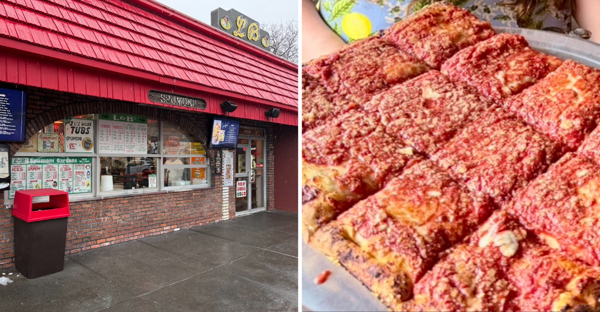 The Sicilian Square Slice Brooklyn Has Lined Up For Since 1939 At L&B Spumoni Gardens In Gravesend