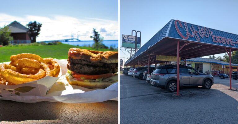 Locals Pack Clyde’s Drive-In In St. Ignace For Big Burgers Right By The Mackinac Bridge