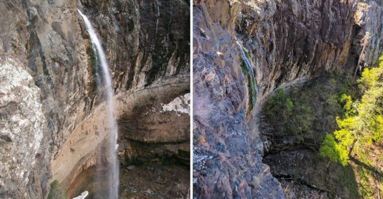 This Arizona Waterfall Spills Off Aztec Peak Into a Steep-Walled Canyon Right Beside the Forest Road
