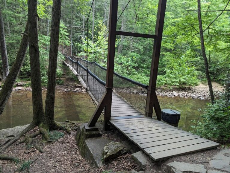 This Small Pennsylvania State Park Tucks Rainbow Falls a Short Walk From the Lot, Beside a Suspension Bridge