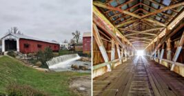 Cross The Historic Mansfield Covered Bridge Near Rockville On A Parke County Fall Drive