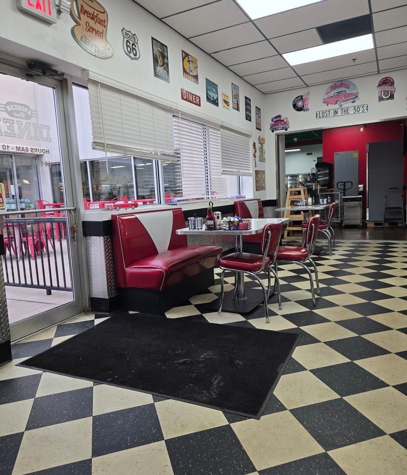 A Diner Parked Inside a Travel Center