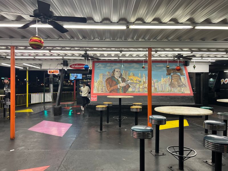 A Patio, a Mural, and Vintage Stools