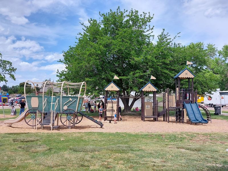 A Playground Built Like A Wagon And Fort A Playground Built Like A Wagon And Fort