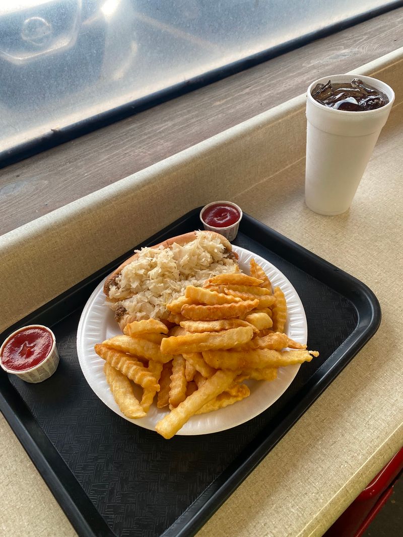 Crinkle Fries, Slaw, and Bottled Cheerwine