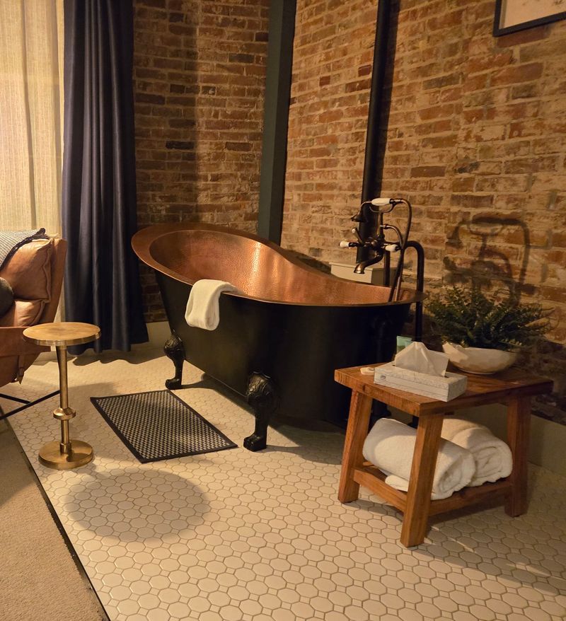 Exposed Brick and a Copper Tub Exposed Brick and a Copper Tub