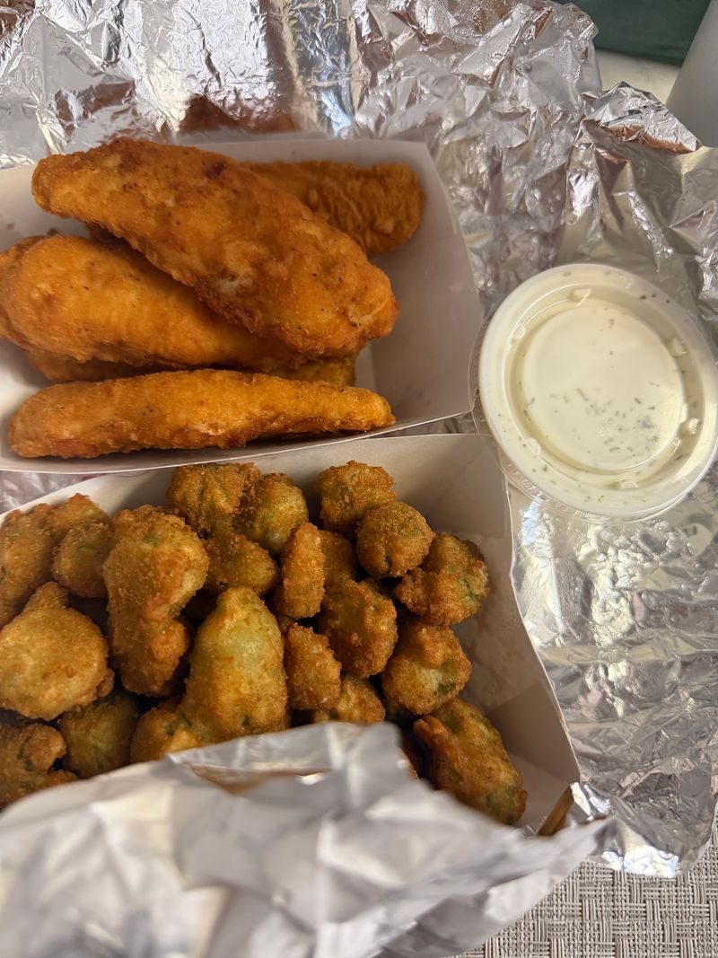 Fried Okra, Zucchini, and a Side Menu With Range