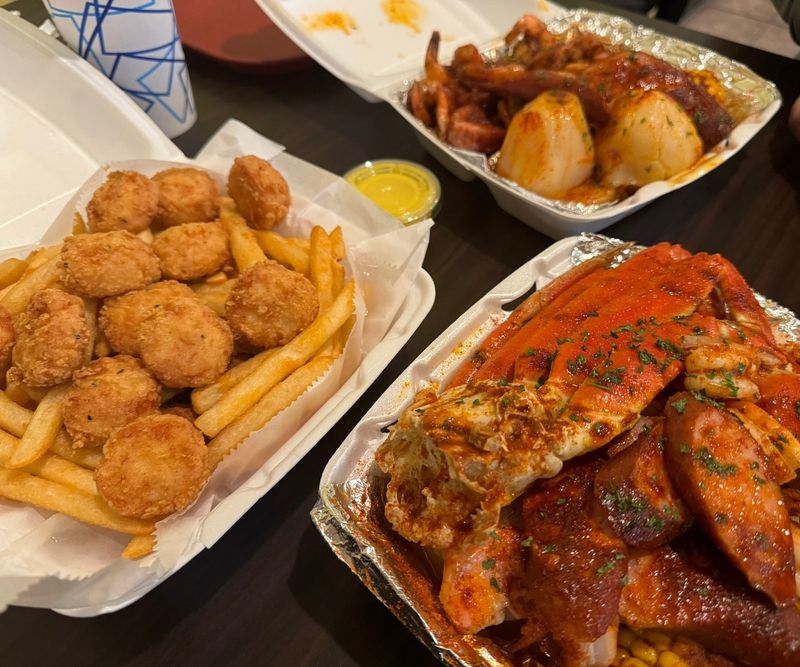 Hush Puppies, Fries and Old Bay Corn
