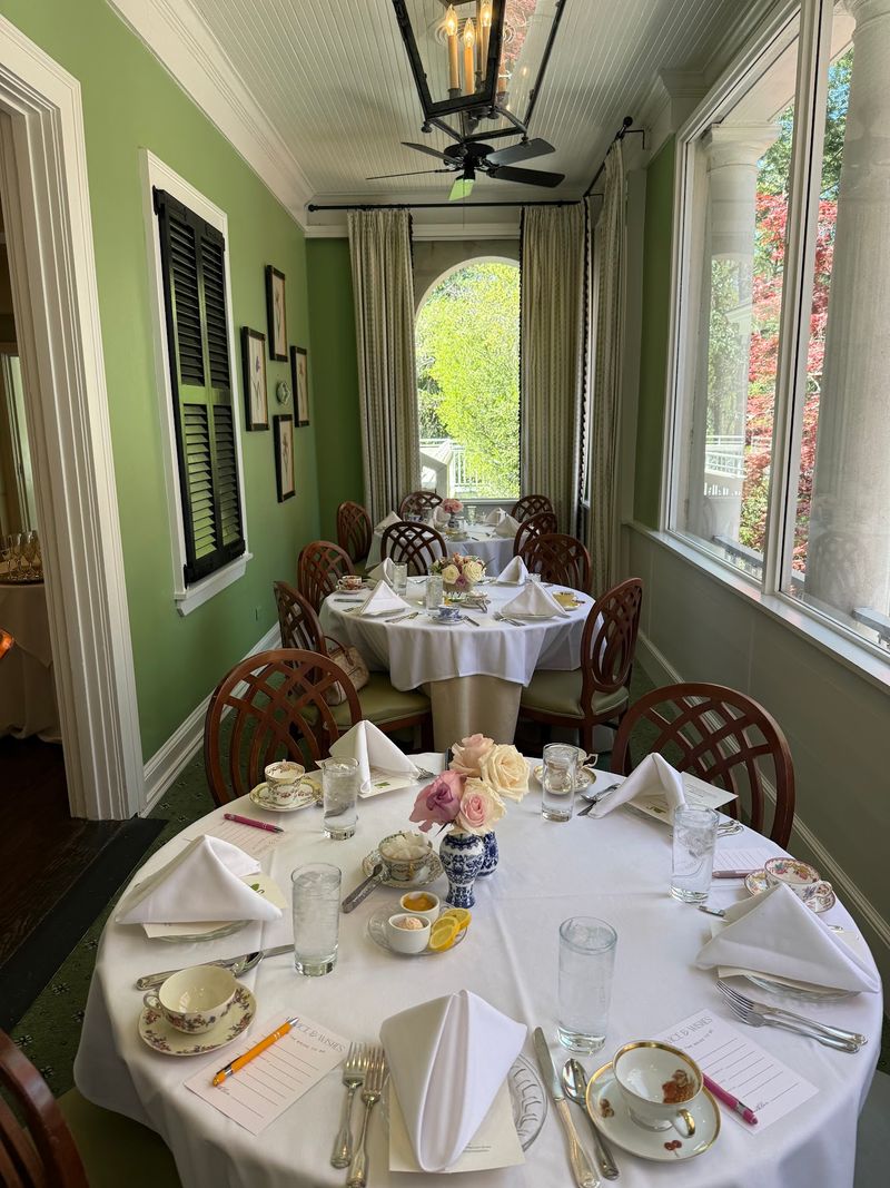 Linens, Mismatched China, and Big Roses
