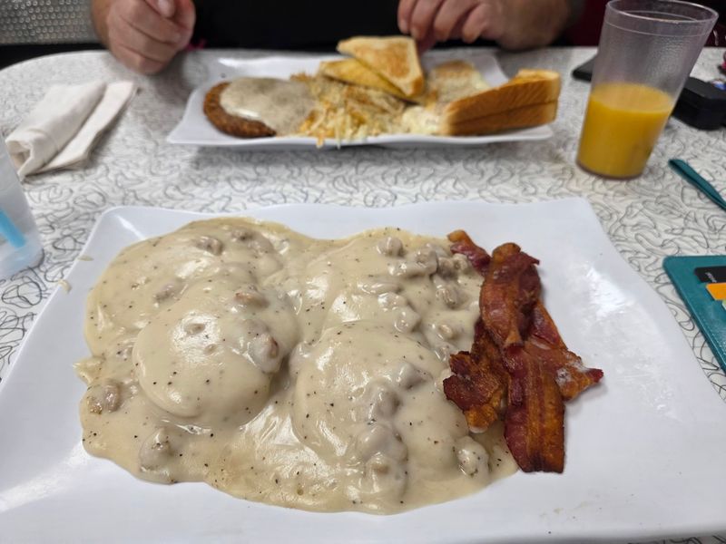 Pancakes and Biscuits With Gravy