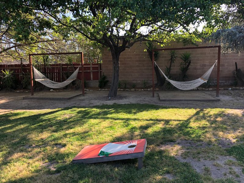 Pool Lawn, Hammocks, and a Sauna Out Back