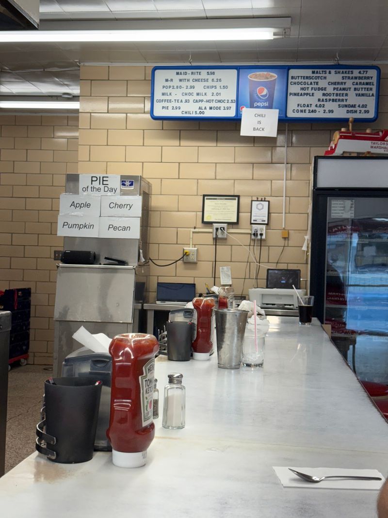 Red Stools and a Single Long Counter Red Stools and a Single Long Counter