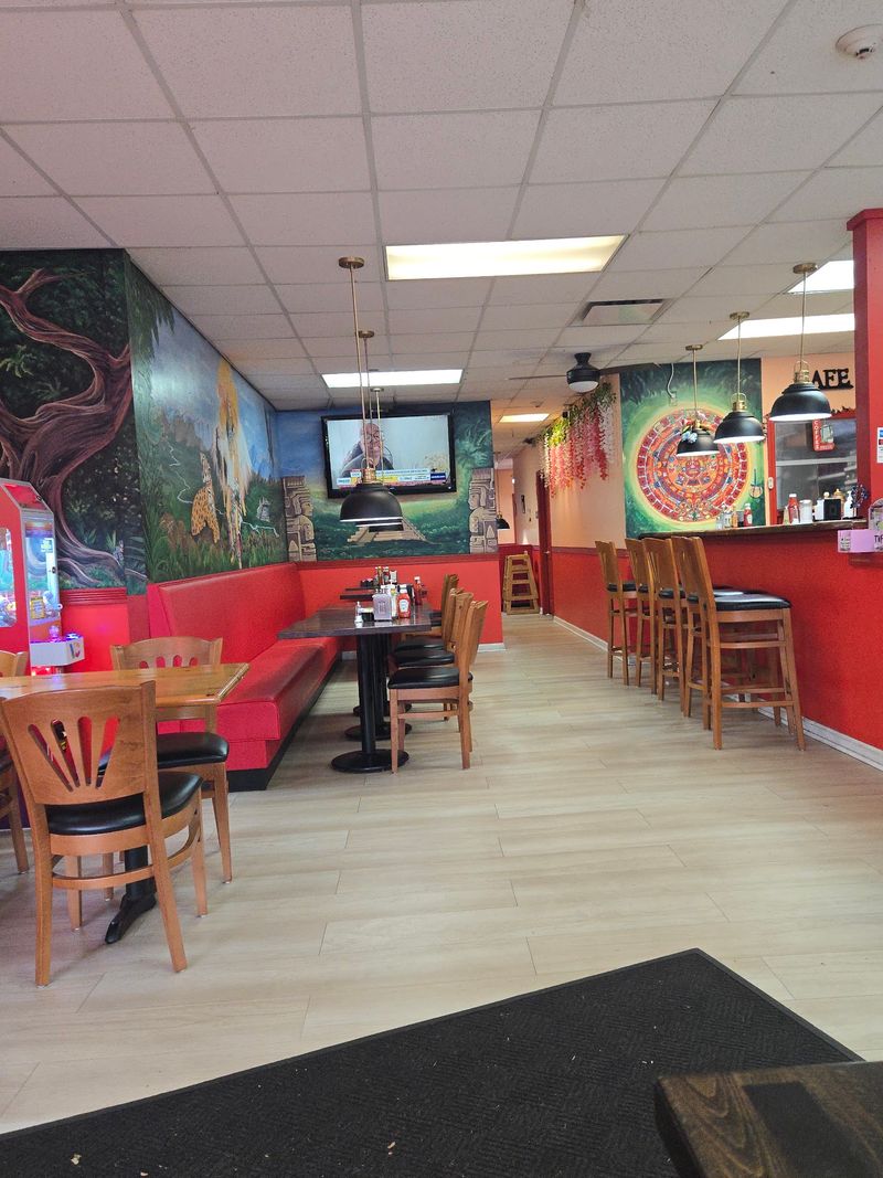 Red Vinyl Booths and Painted Walls Red Vinyl Booths and Painted Walls