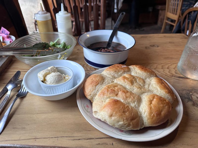 Salad, Rolls, and a Pot of Cowboy Beans Salad, Rolls, and a Pot of Cowboy Beans