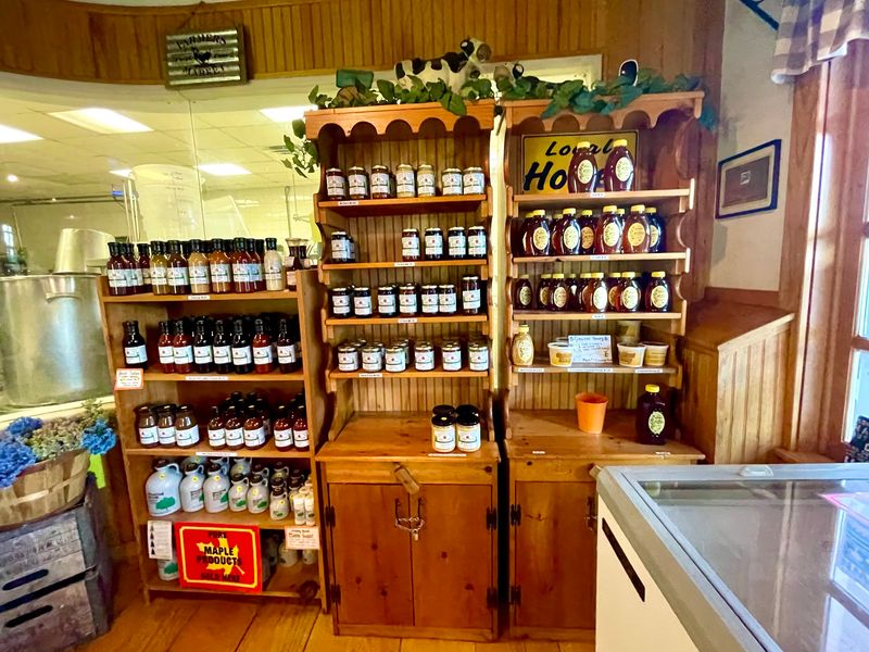 Shelves Full of Farm Goods