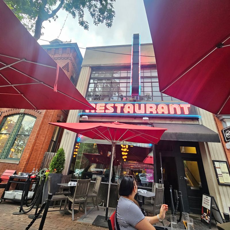 Sidewalk Tables on a Historic Street