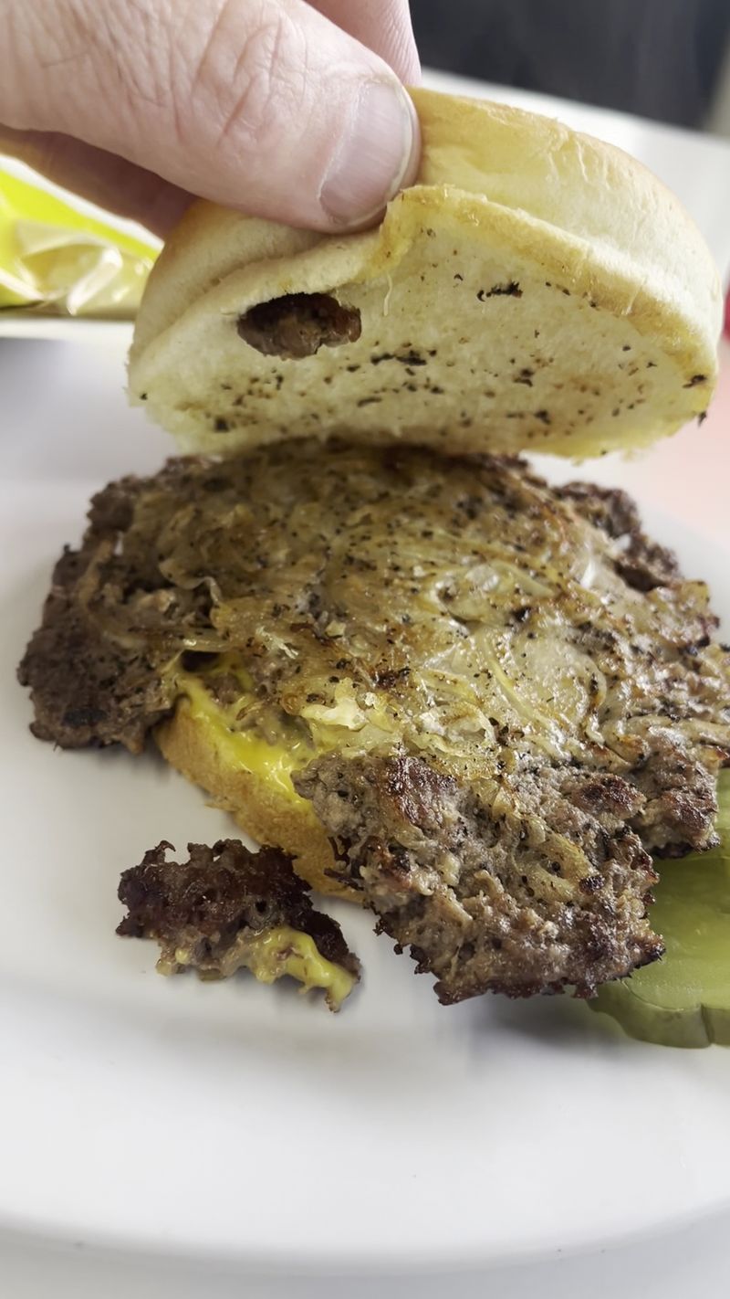 Smash Burgers With Onions Pressed Right In Smash Burgers With Onions Pressed Right In